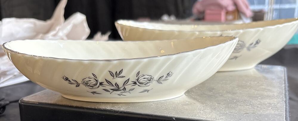 Vintage Lenox Rosemont Oval Vegetable Bowls Pattern H522 Graduated Set of 2